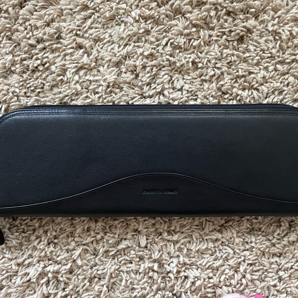 Men’a tie travel case- black, faux pebble leather